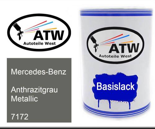 Mercedes-Benz, Anthrazitgrau Metallic, 7172: 500ml Lackdose, von ATW Autoteile West.